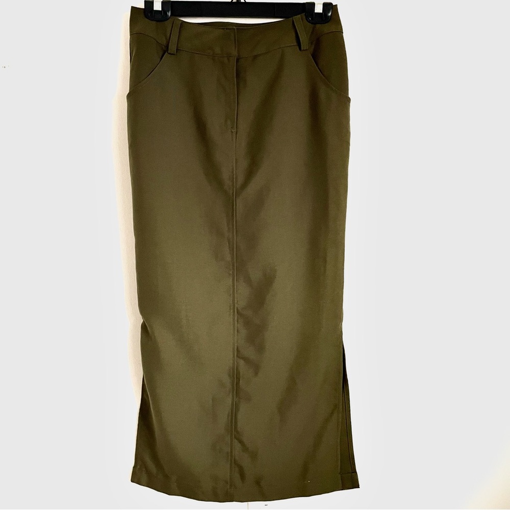 Urban Outfitters Blair Pencil Midi Skirt in Olive Green Size S EUC - Picture 3 of 13